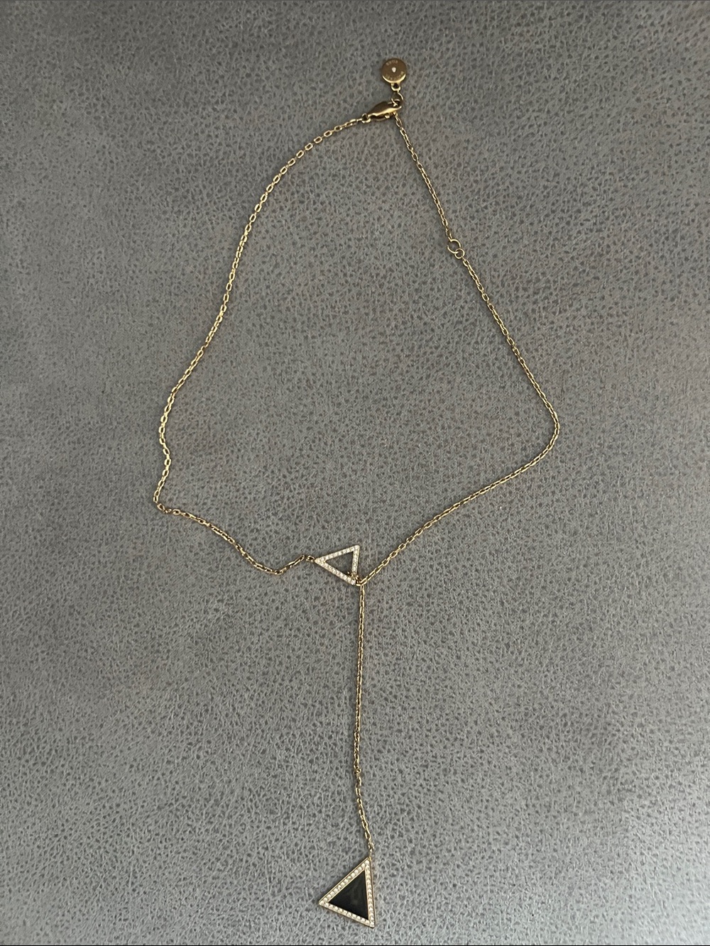 Michael Kors Gold-Tone Triangle Drop Necklace with Black Accents